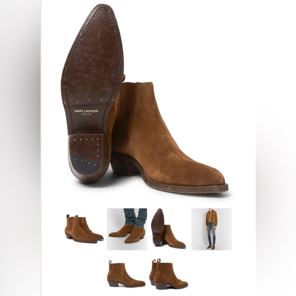 Saint Laurent chestnut suede Dakota Chelsea Boots size 39 (US 6) - Picture 7 of 9